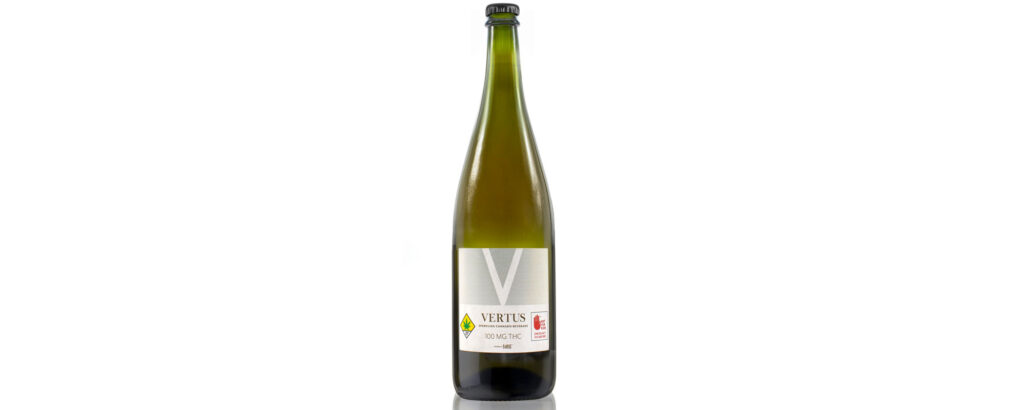 Vertus bottle on white background.