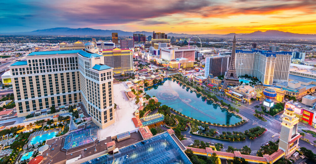 Beautiful Las Vegas sunset and city.