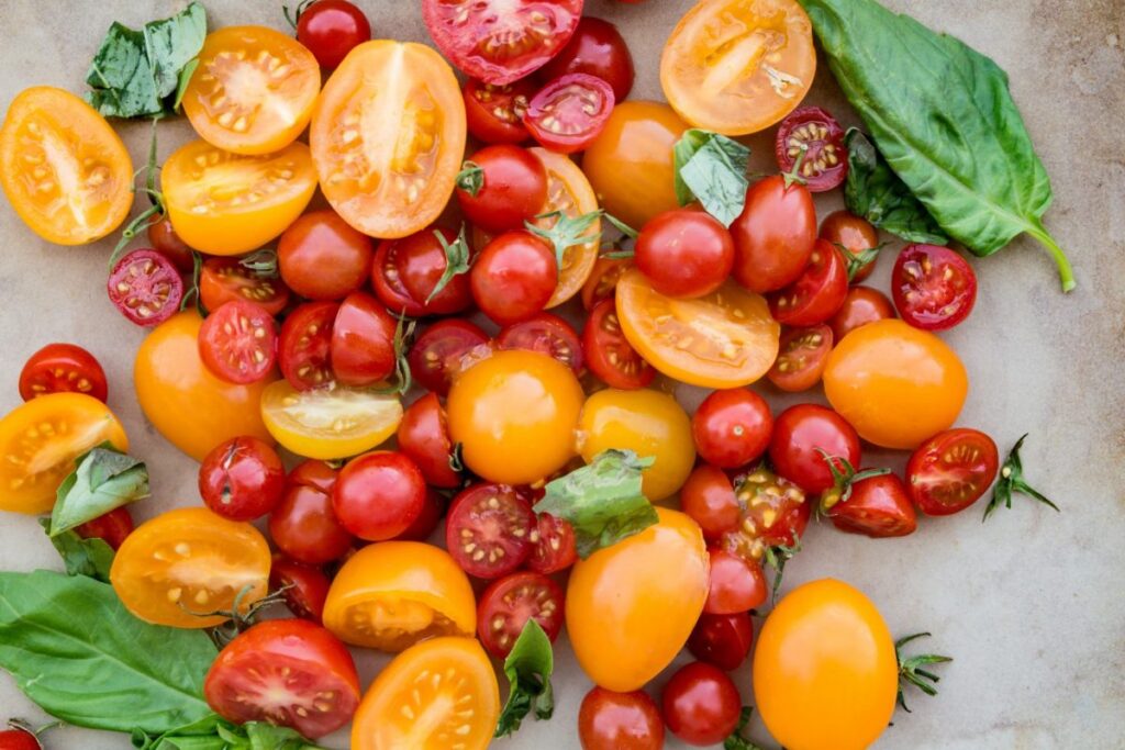piles of tomatoes